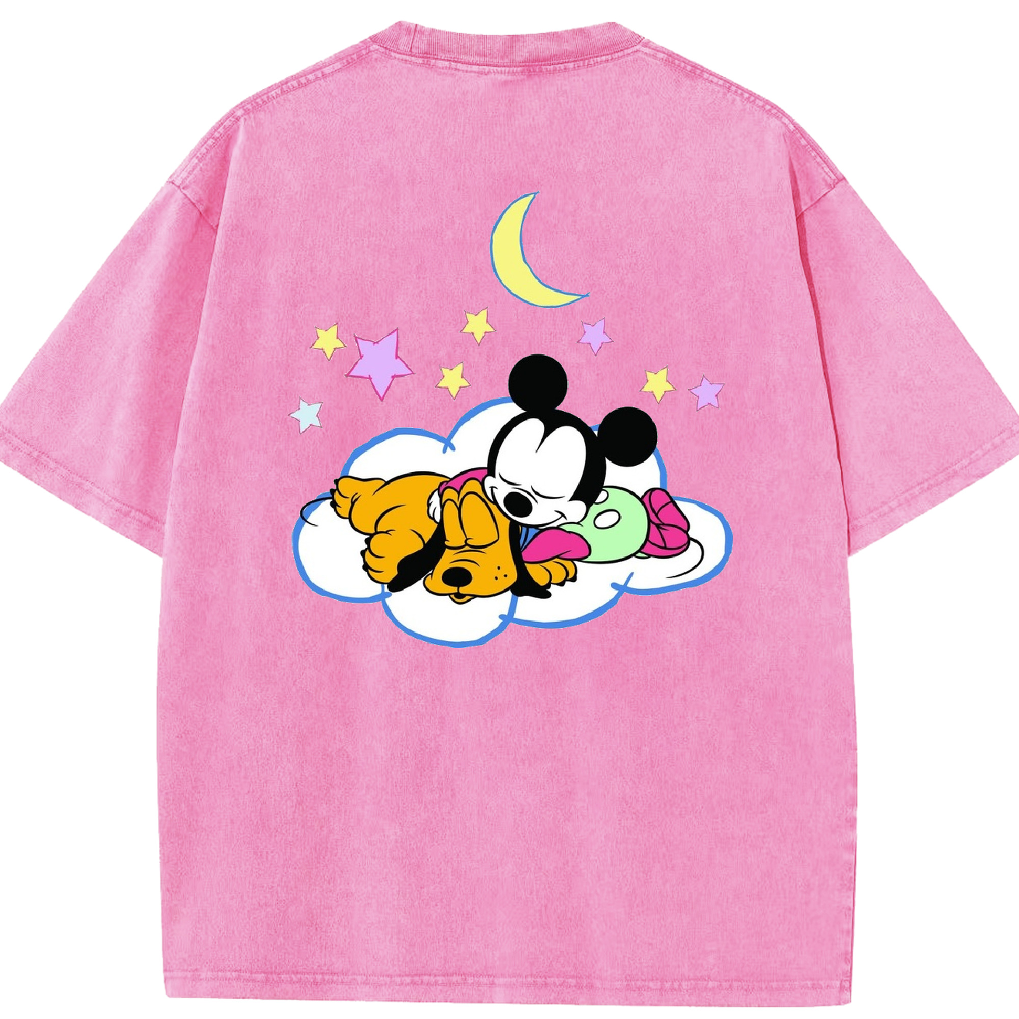 （画像用） ミッキーマウス Mickey Mouse 綿100% ヴィンテージ風 半袖Tシャツ（背面プリント）